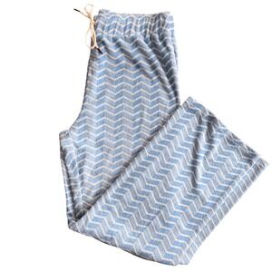 Dandy Del Mar Terry Cloth Pants Womens L Blue White Chevron Beach Lounge